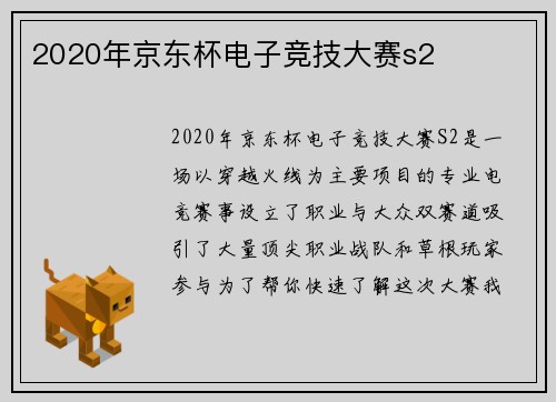 2020年京东杯电子竞技大赛s2